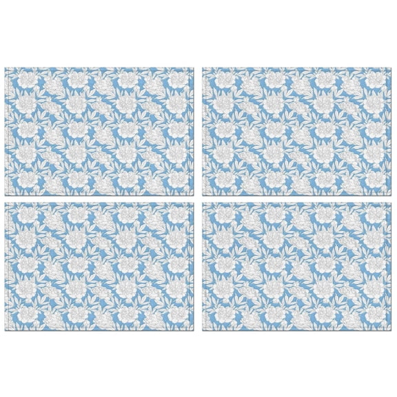 Pioneer Flower Floral Print Pattern Summer Placemats Table Placemats Set Of 4-Linen Kitchen Washable Placemats Table Mats 12x18 Inch Non-Slip Heat Resistant