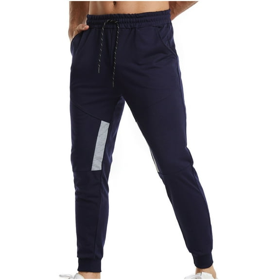 Yaoyar Men's Fashion Casual Jogger Trousers Sweatpants Drawstring Workout Running Cargo Athletic Pencil Pants(Navy,2XL)