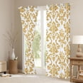 thumbnail image 3 of Feelyou Damask Women Curtains Pack of 2 (52x84 Each), White Gold Mandala Window Curtains, 3 of 6