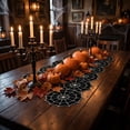 thumbnail image 5 of OutmaxHome Halloween Black Base White Line Spider Web Table Runner, 13x72 Inch Irregular Edge Table Runner, for Holiday Party, Dining Table, Home Gathering, Farmhouse, 5 of 6