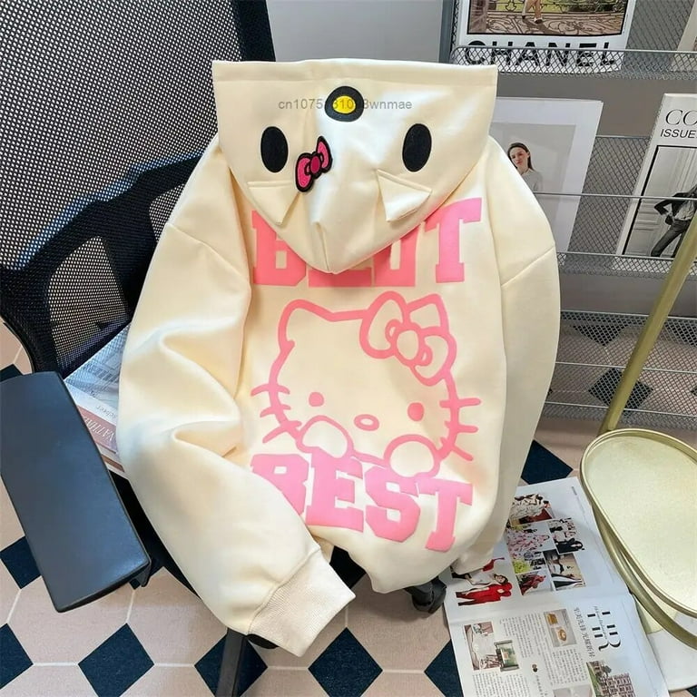 Sanrio Hello Kitty Lotso Bear Oversize Zipper Hooded Sweater Sanrio Hello Kitty Lotso Bear Oversize Zipper Hooded Sweater
