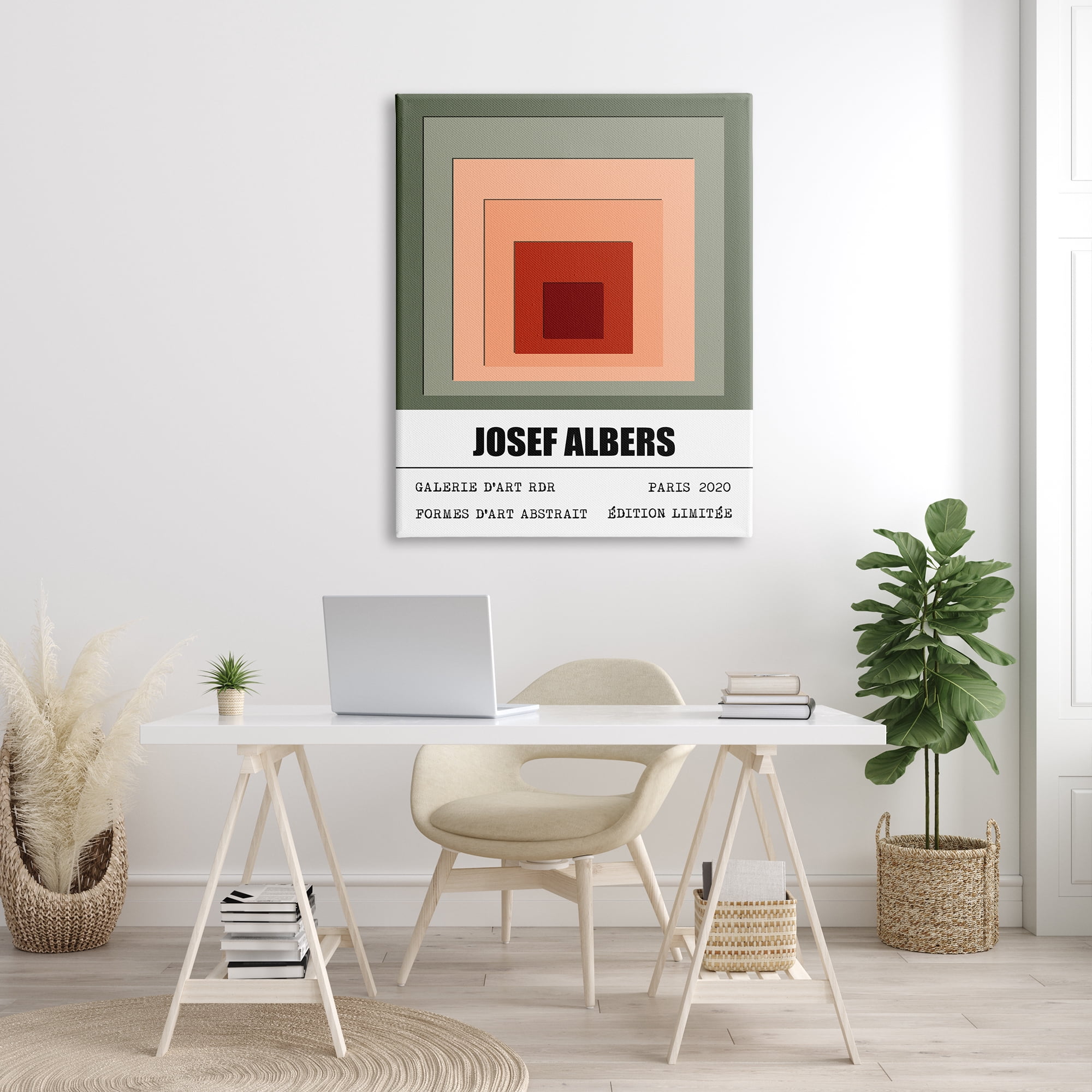 Stupell Industries Modern Albers Abstraction Layered Squares Red Blush Green, 36 x 48, Designed by Ros Ruseva