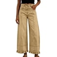 thumbnail image 4 of WGRFFH Barrel Jeans Women,High Waisted Baggy Jeans,2026 Wide Leg Jeans,Ankle Denim Pants with Vertical Seams,Y2k Patchwork Baggy Boyfriend Denim Pants,Ruffled Hem Fall Long Trousers Khaki, 4 of 8