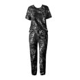 thumbnail image 1 of Gibobby Pijamas mujer calientitas verano cuello redondo manga corta cintura elástica pantalones elásticos deportes Tie Dye Homewear Set(Negro,G), 1 of 4