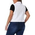 thumbnail image 4 of DARING DIVA Women's Plus Size Lapel Casual Waistcoat Jean Vest 1X White, 4 of 6