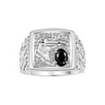 thumbnail image 1 of RYLOS Men's Rings Sterling Silver Rings Lucky Nugget Horse Head 6X4MM Oval Gemstone & Diamond Ring Onyx October Birthstone Rings For Men Size 8, 1 of 7
