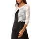 thumbnail image 4 of Inspire Chic Conjunto Cárdigan Abierto para Mujer de Manga 3/4 de Encaje Floral Transparente Top Corto S Blanco, 4 of 7