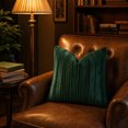 thumbnail image 4 of DefiDgd Velvet Throw Pillow Cover,Minimalist Striped Textured Square Cushion Case,Soft Decorative Pillow Slip for Sofa Couch Bed Living Room Bedroom Farmhouse Home Decoration(Green), 4 of 7
