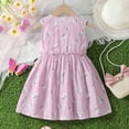 thumbnail image 4 of Girl's Cotton Summer Dress, Floral Print Sleeveless a Line Casual Dresses, Kids Cute Princess Sundress Kids Sparkly Dress 120, 4 of 9