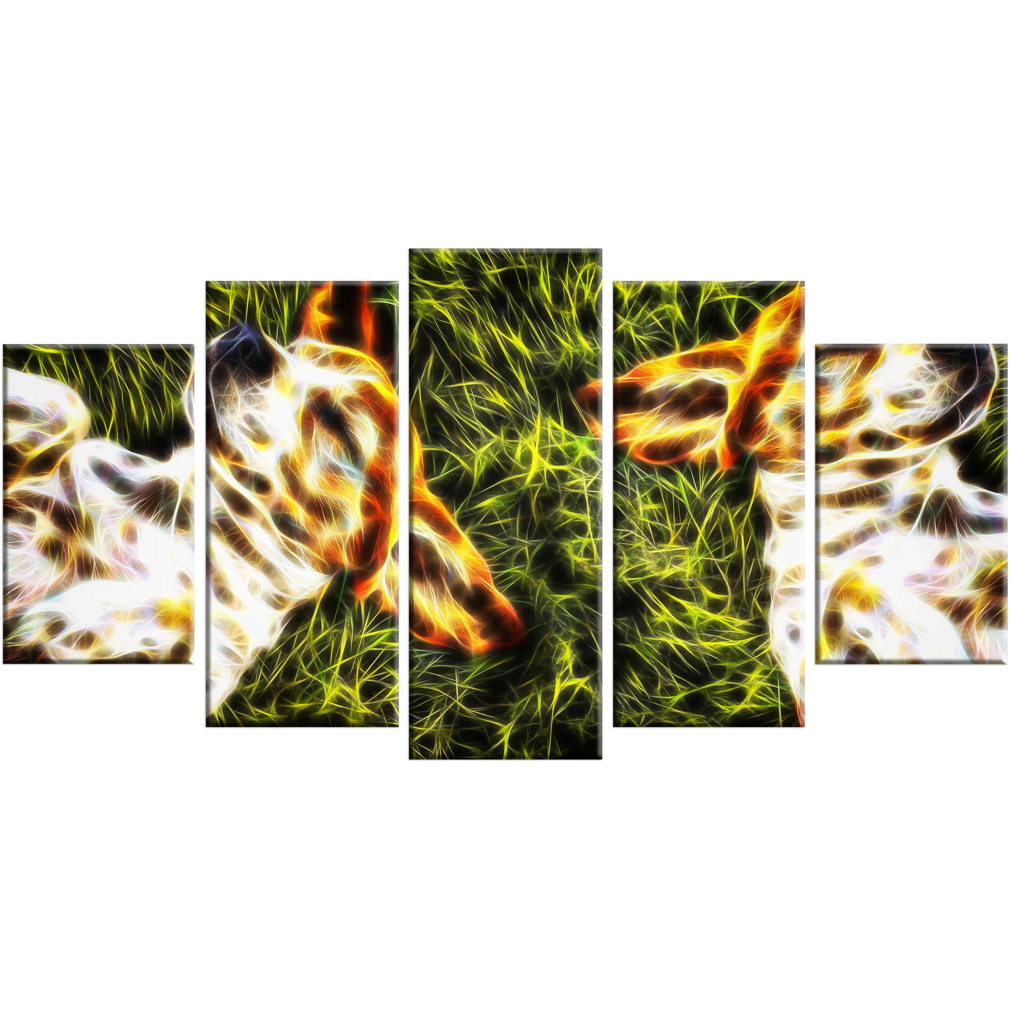 DESIGN ART  "Baby Beagles - Dog Animal" Canvas Art - Multi-color 60 in. wide x 32 in. high - 5 Panels Diamond Shape