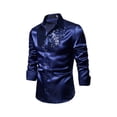 thumbnail image 2 of Men Sequins Nightclub Host Shirts Long Sleeve Turn-Down Collar Tops, 2 of 4