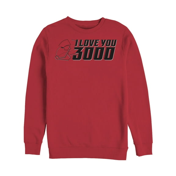 Men's Marvel Love You 3000 Iron Man Helmet Sweatshirt Red X Large