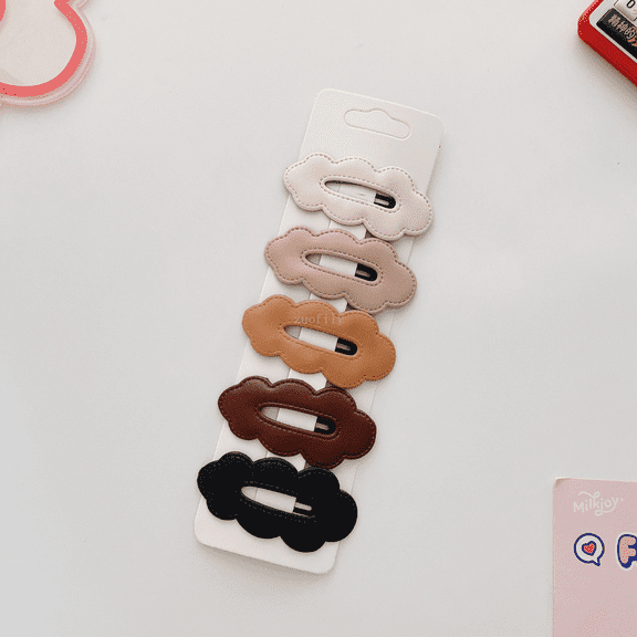 Solid Color PU Leather Side Hair Clip Barrettes for Women Girls and Children