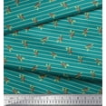 thumbnail image 2 of Soimoi Green Cotton Poplin Fabric Stripe & Red Berries Fruits Print Sewing Fabric Yard 56 Inch Wide, 2 of 3