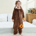 thumbnail image 4 of NAISIBABY Toddler Flannel Jumpsuit, Super Soft Full Zip-Up Cute Home Sleepwear Winter Warm Romper Loungewear Brown 3T, 4 of 9