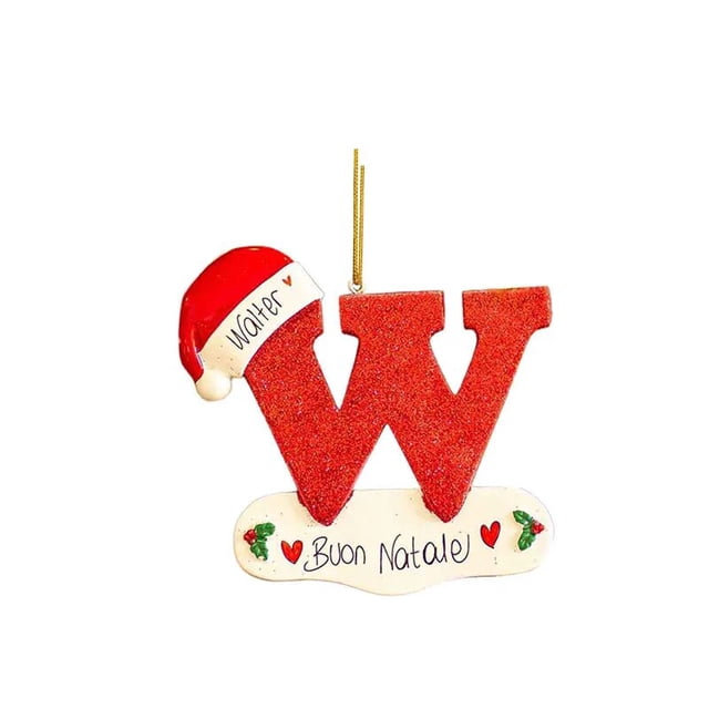 Colgantes acrílicos con letras de dibujos animados para árbol de Navidad, decoración de Feliz Navidad para el hogar, sombrero, A-Z, 2023