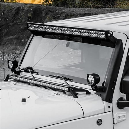6241035 50 in. Snyper Textured Black Windshield Frame Mounts for LED Light Bar & up to 8 in. Lights