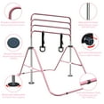 thumbnail image 3 of Multi-Functional Adjustable Height Gymnastic Horizontal Bar,Expandable Gymnastics Bars with Gymnastic Rings, Foldable Steel Structure Training Bar for All Teenagers,Pink, 3 of 7