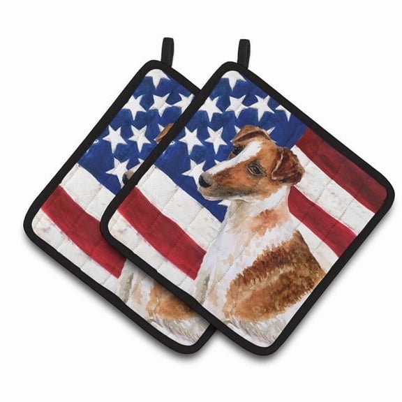 Carolines Treasures BB9647PTHD Smooth Fox Terrier Patriotic Pair of Pot Holders  7.5HX7.5W multicolor