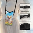 thumbnail image 5 of SEANATIVE Neoprene Crossbody Bag Waterproof Mobile Phone Pouch with Shoulder Strap Universal Mini Satchel Bag Phone Carry Pouch for Walking, Hiking, Biking, Corgi Dog Daisy Flower Blue Sky, 5 of 7