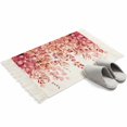 thumbnail image 4 of Red Eucalyptus Leaves Bathroom Rug 2'x3', Spring Floral Summer Botanical Low Profile Front Entryway Rug with Tassels, Woven Cotton Washable Kitchen Mat Carpet for Foyer Bedroom Back Door Decor, 4 of 9