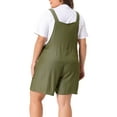 thumbnail image 3 of Mono sin mangas de cuello cuadrado con tirantes para mujer de tallas grandes Agnes Orinda, 3X, color verde militar, 3 of 6