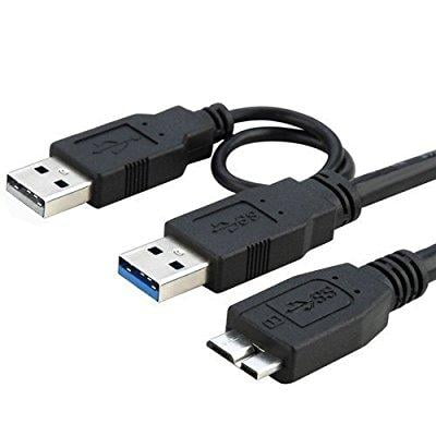 Dual USB 3.0 Type A to Micro-B USB Y Shape High Speed Cable for External Hard Drives/Seagate/Toshiba/WD/Hitachi/Samsung/Wii-U/Note 3 (21 - Walmart.com