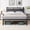 Black+Gray Bed Frame, variant on Boucle Queen Bed Frame with Adjustable Height Headboard,Modern Platform Bed with Curved Cloud Headboard,Elegant Boucle Fabric Low Profile Platform Bed,No Box Spring Needed,Easy Assembly,White