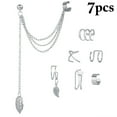 thumbnail image 2 of 7PCS Women Earrings Leaf Irregular Cuff Earrings Chain Earrings Dangle Earrings, 2 of 10