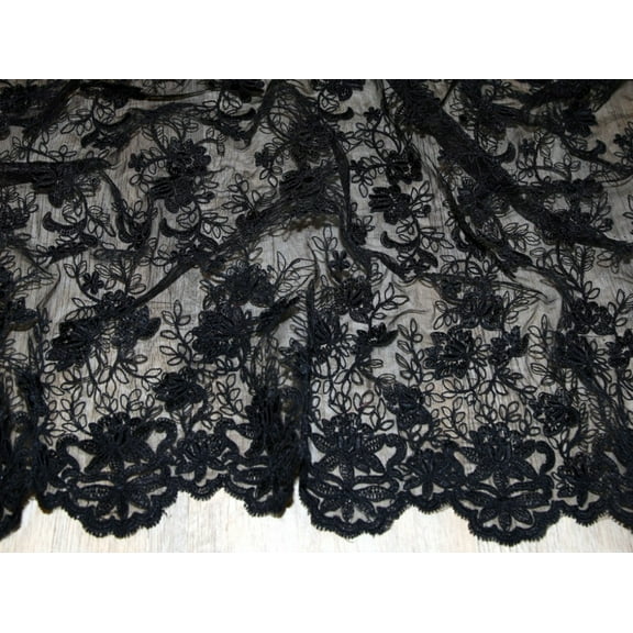 Minerva Heavy Guipure Lace Fabric Black - per yard