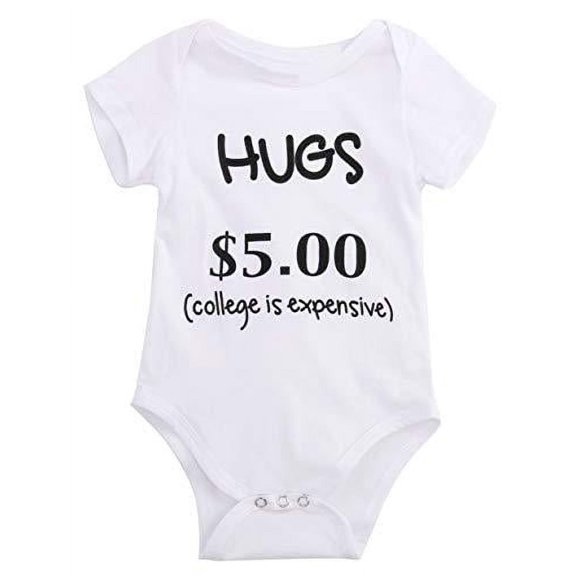 Styles I Love Baby Boy $5 Hugs Short Sleeve White Cotton Romper Bodysuit