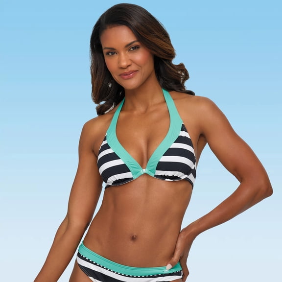 LASCANA Women's Striped Underwire Bikini Swimsuit Top Bra Sizing