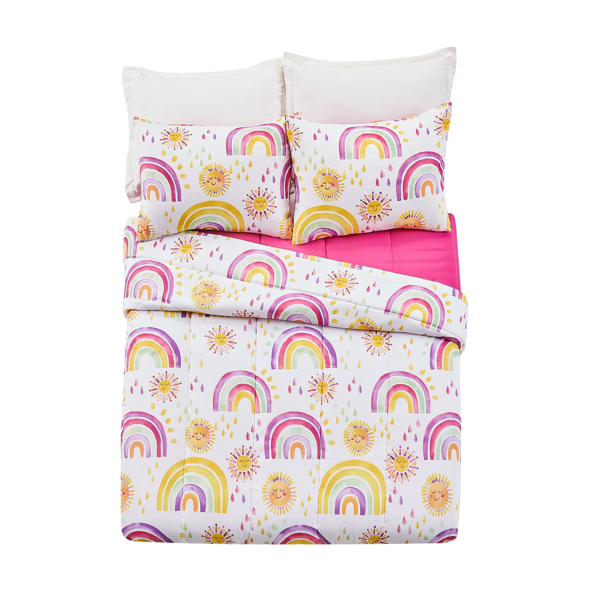 Urban Playground Kids and Teens Rainbows and Suns Pink 2-Piece Comforter Set, Twin/Twin XL