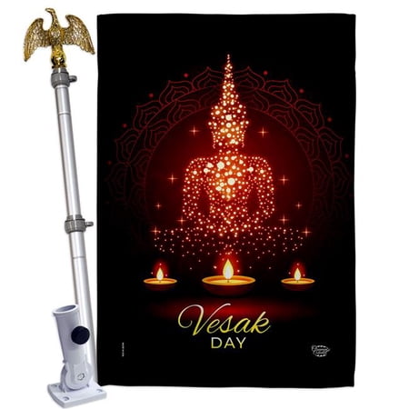 Ornament Collection HS190174-P3-02 Vesak Day Religious 28 x 40 in. Double-Sided Decorative Horizontal Flags for Decoration Banner Garden Yard Gift