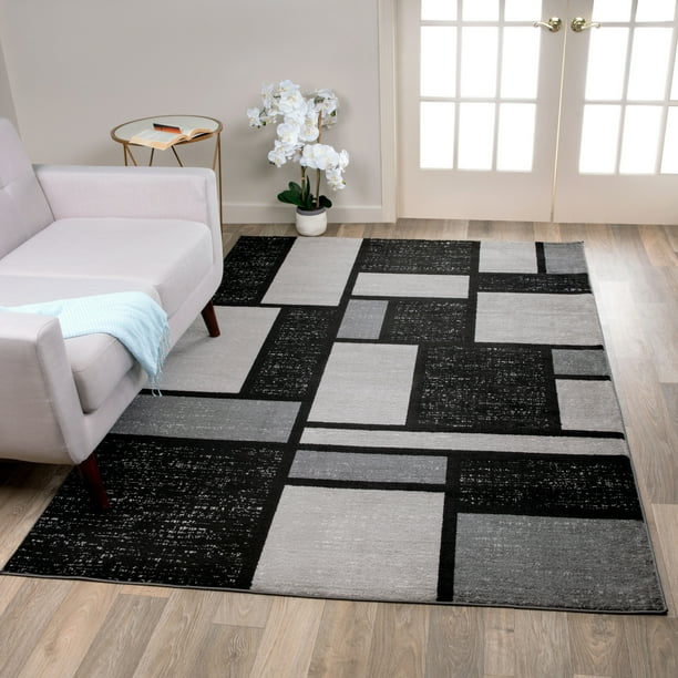 World Rug Gallery Contemporary Modern Boxes Area Rug or Runner