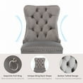 thumbnail image 6 of ODUSE-DAILY Grey Velvet Dining Chairs Set of 2, Kitchen & Dining Room Chairs, Nailheads Tufted, Sillas De Comedor, Fabric Upholstered, Silver Chrome Metal Legs (Gray, 2 Pcs), 6 of 12