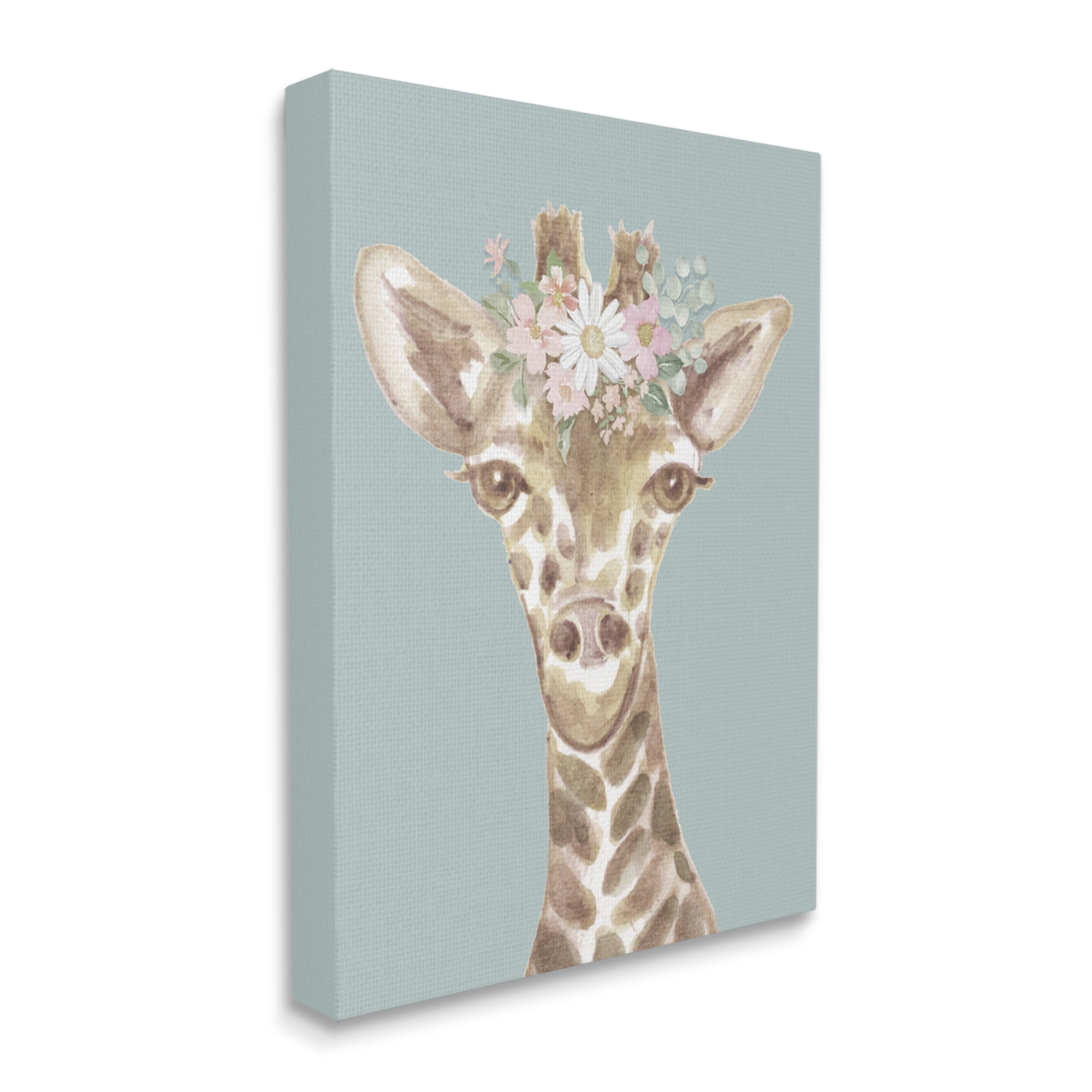 Stupell Industries Giraffe with Flower Garland Animals & Insects Painting Gallery Wrapped Canvas Print Wall Art, 16 x 20