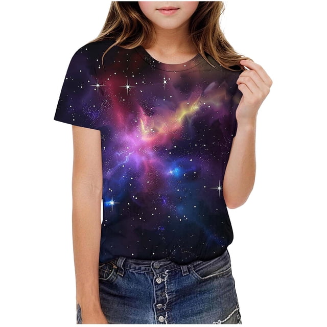 SDNall T-shirt Mignon à Manches Courtes et Col Rond pour Enfants Filles Garçons, Imprimé Mode pour l'Été