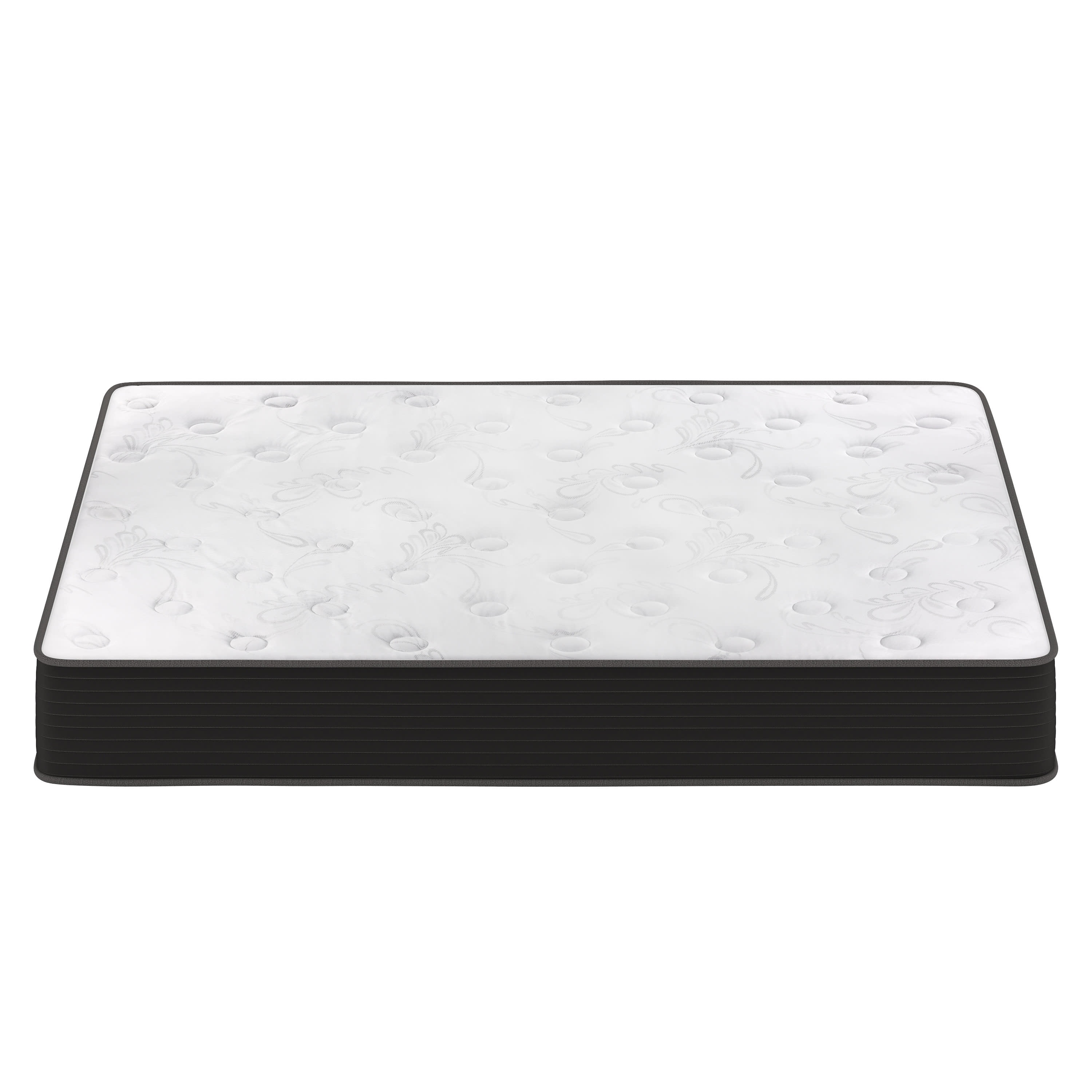 Emma + Oliver Queen Size 10 Inch Hybrid Mattress, High Density Cooling Foam and Pocket Spring Mattress in a Box, CertiPur-US Certified Foam, White/Black