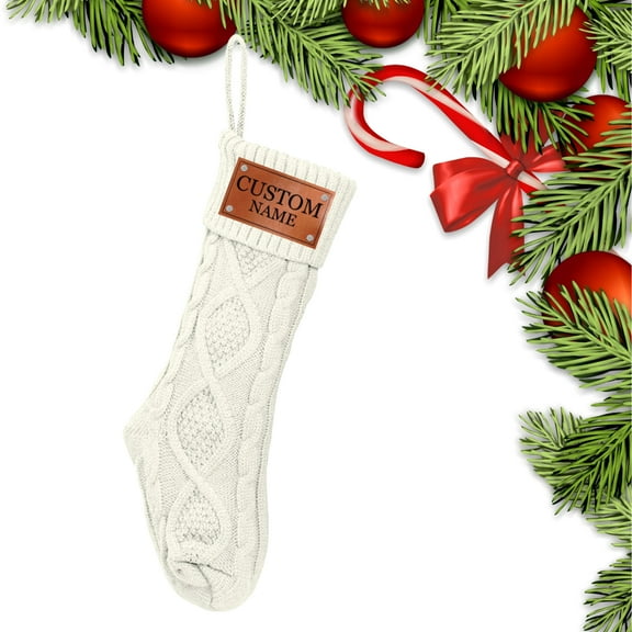 Personalized Christmas Stocking, Custom Name Family Christmas Stocking, 18in Knitted Xmas Stocking Gifts for Kids, Christmas Holiday Party Decoration