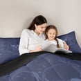 thumbnail image 4 of Castle Fairy Vintage Skull King Size Comforter Sets 3pcs,Gothic Scroll Vine Comforters King Size,Navy Blues,1 Comforter and 2 Pillowcases,Black Reversible, 4 of 6