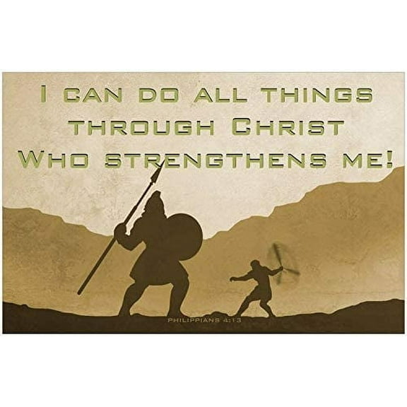 David and Goliath 11'' x 17'' Inspirational Christian Poster-K5