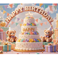 thumbnail image 4 of Decorative Banner Happy Birthday Cake Teddy Bear for Birthday Celebration Kids Party Decorations, 4 of 8