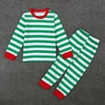 thumbnail image 1 of Ropa para niños, pijamas de Navidad, primavera y otoño, servicio a domicilio, Camiseta de cuello redondo a rayas, pantalones, pijama infantil de 2 piezas, 1 of 4