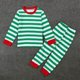 thumbnail image 1 of Conjunto de pijamas de rayas de Color de contraste de Navidad para niñas y niños, trajes de 2 piezas, ropa de casa para niños, traje suelto suave, ropa de dormir informal, 1 of 4