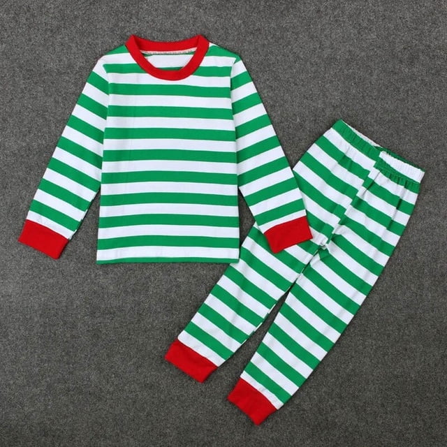 Ropa para niños, pijamas de Navidad, primavera y otoño, servicio a domicilio, Camiseta de cuello redondo a rayas, pantalones, pijama infantil de 2 piezas