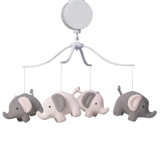 Bedtime Originals Eloise Pink Gray Elephant Musical Baby Crib Mobile Walmart Com Walmart Com
