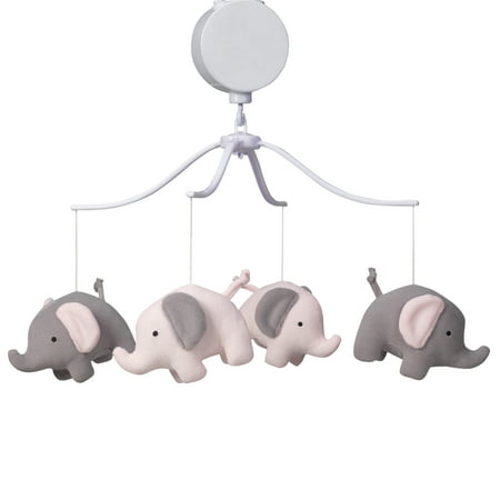 Bedtime Originals Eloise Pink/Gray Elephant Musical Baby Crib (Best Crib Mobile For Sleeping)