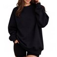 thumbnail image 3 of UDAUDU Women's Oversized Sweatshirt Crewneck Fleece Long Sleeve Pullover Hoodies Comfortable Tops 2026 Fall Fashion Outfits Clothes Black XL, 3 of 9