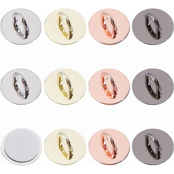 12Pcs Phone Charm Hook Adhesive Alloy Phone Finger Grip Loop Stand Cell Phone Finger Ring Round Grip Holder